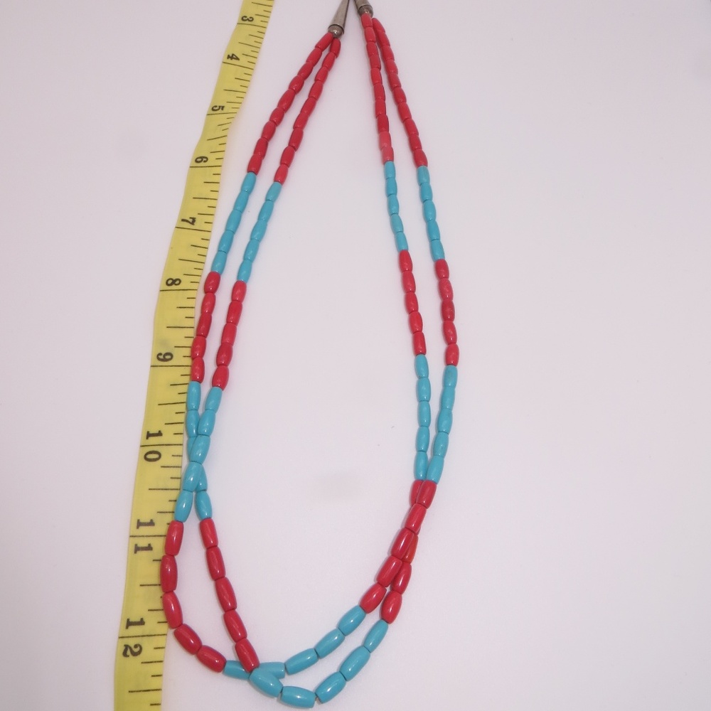 Beautiful Southwestern Red and Turquoise Vintage Necklace - Picture 9 of 13
